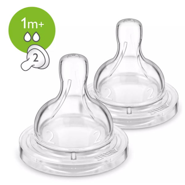 Avent Classic Silicone Teats 1m+ 2Hole (2teats x1pack)