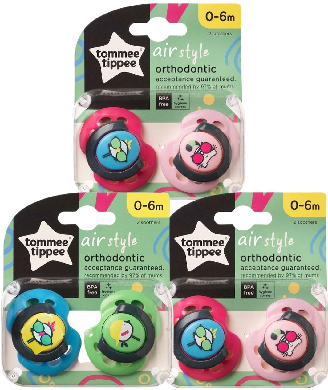 Tommee Tippee Air Style Orthodontic Soother 0-6m 2pcs