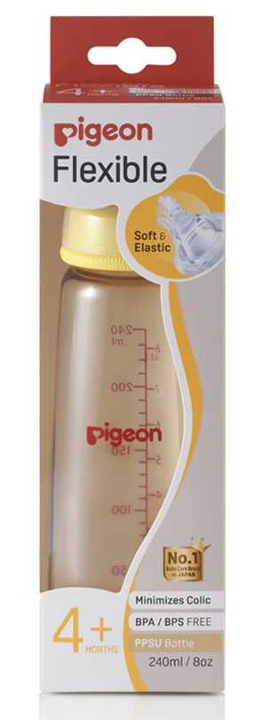 Pigeon PPSU Pigeon Soft&Elastic Yellow Bottle 240ml 4m+
