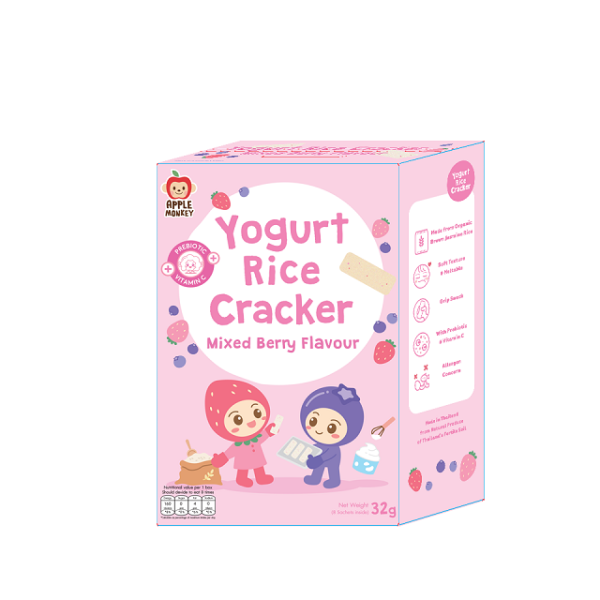 Apple Monkey Yogurt Rice Cracker Mixed Berry 32g