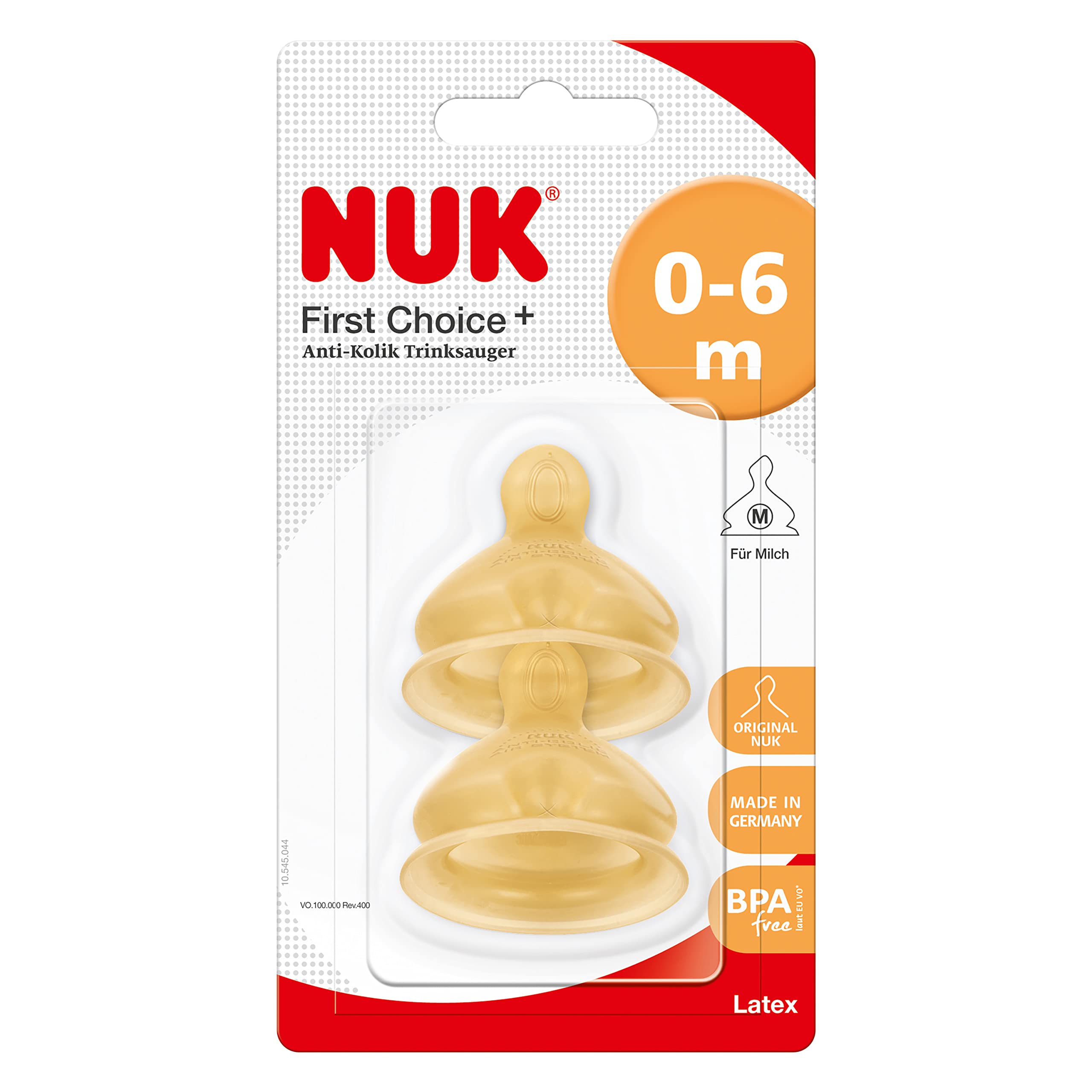 NUK Latex Teat Size1 M 0-6m (2pcs)